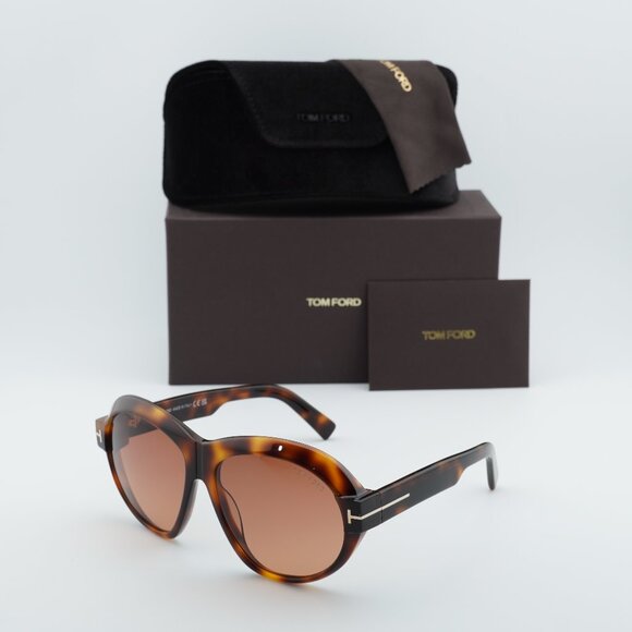 Tom Ford FT1113 53T Inger Geometric Sunglasses - Blonde Havana/Bordeaux - Picture 1 of 9